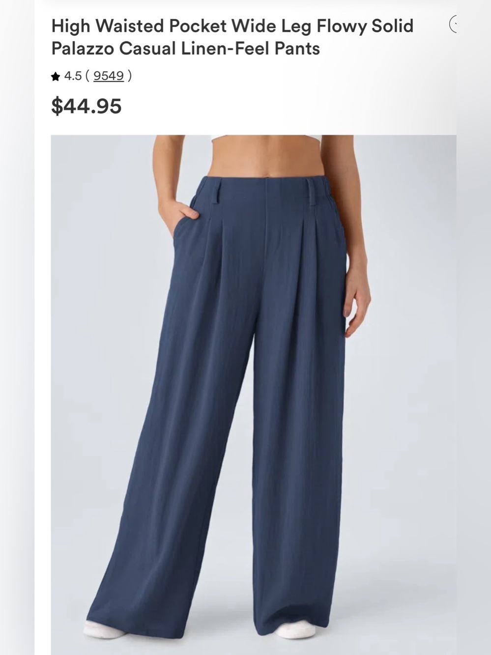 HALARA Wide-Leg Linen Like Pants in Navy